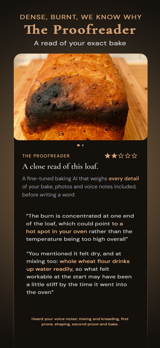 The Proofreader reads your exact bake
